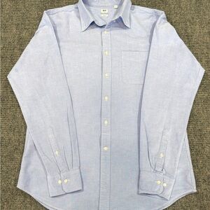 Uniqlo - Slim, Oxford Button Down Shirt Mens Large, Light Blue Cotton (A1/006)